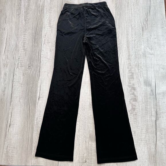Good American Velour Pants Flare Legs WMNS 1 Black Velvet High Waisted Slimming - Picture 4 of 12